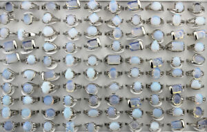 Wholesale Lots 40pcs Mixed Fashion Jewelry Assorted White Natural Stone Rings