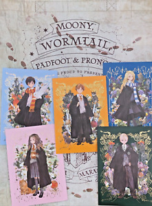 Harry Potter Yume Hogwarts Student Postcard Set Harry Ron Hermione Luna & Draco
