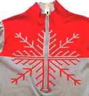 Obermer Jacket Womens Medium Red And Grey Full Zip Knit Sweater Running Jogging