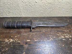 Ka-Bar USMC Olean NY 7 Inch Fixed Blade Knife Vintage