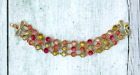 Rare VTG Signed MONET multi color cabochon bead gold-tone bracelet 3 layer
