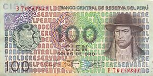 Peru  100  Soles De Oro  22.7.1976   Series  B T  Circulated Banknote HAf