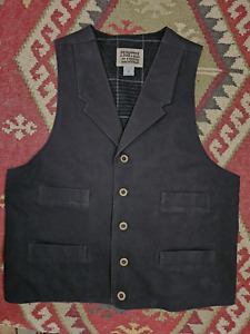 Frontier Classics Mens Black Plaid Lined 4 Pocket Western Ranch Cowboy Vest