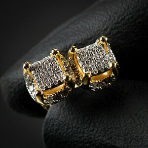 1Ct Round Cut Lab-Created Diamond Stud Men Earrings 14K Yellow Gold Finish