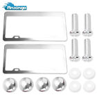 2pcs Chrome Stainless Steel License Plate Frame Tag Cover With Screw Caps JDM US (For: Porsche Panamera)