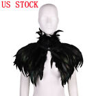 US Vintage Feather Cape Shawl Stole Poncho with Choker Collar for Party Show Hot