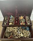 VINTAGE ESTATE JEWELRY BOX WITH 50+PCS OF VINTAGE JEWELRY INCLUDED