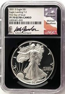New Listing2021 S PROOF SILVER EAGLE TYPE 2 FIRST DAY OF ISSUE NGC PF70 MICHAEL GAUDIOSO