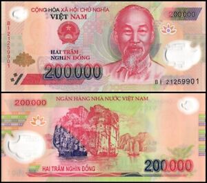 Vietnam 200,000 Dong Banknote, 2021, P-123l, UNC, Polymer USA SELLER  COA