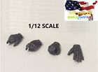 4 X 1/12 scale male black gloves Gun hand replacement 6