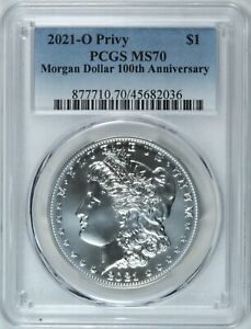 2021-O PCGS MS70 Morgan Silver Dollar New Orleans Blue Label