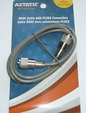 Astatic 3 foot RG8X mini8 Coax CB Radio Antenna Coaxial Cable Soldered PL259 3ft