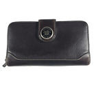 Dooney & Bourke Black Brown Leather Organizer Zip Around Wallet Full Size VTG