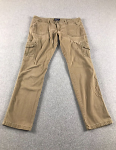 American Eagle Stretch Cargo Pants Womens 12 34x30 Brown Utility Twill Stitched