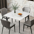 WISFOR Large Dining Table White/Grey Slate Table Kitchen Furniture for 4-6 Seats