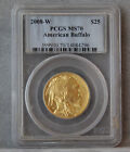 2008 W $25 GOLD BUFFA BURNISHED DIES GRADE MS70 BY PCGS 1/2 OZ GOLD RARE IN MS70