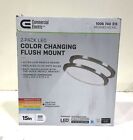 Commercial Electric 15 in. Brushed Nickel LED Flush Mount 5CCT (2-Pack) New