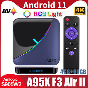 A95X Android 11.0 S905W2 TV Box Quad-Core 4K UHD 4GB/64GB WiFi Media Player C1I4