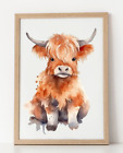 Cow Wall Art Print, Cute Highland Cow Art Print, Farmhouse Wall Art Decor, Cows
