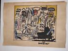 Jean-Michel Basquiat Painting Drawing on Old Paper Signed Stamped