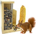 LENEDI Squirrel Feeders for Outside Wood Feeder for Squirrels with Corn Cob Hold