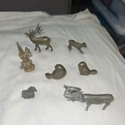 Brass & Pewter Tone lot of 7 Mini Animal Figures  and others.