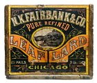 N K FAIRBANK & CO ANTIQUE LEAF LARD WOOD BOX CRATE W/ORIG PAPER LABEL CHICAGO IL