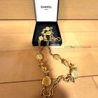 CHANEL Necklace Coco CC Pendant choker Chain AUTH Vintage Gold 85cm Medal Coin