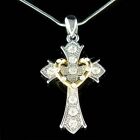 ~CROSS Heart~ made with Swarovski Crystal Jesus Lord God Charm Necklace New Cute