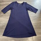 Eileen Fisher Dress Womens XS Stretch Pullover Viscose Blue Scoop Neck