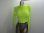 Skims Womens Shirt Top Long Sleeve Crop Henley Size S Neon Yellow