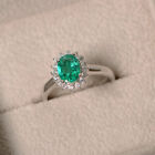 1.80Ct Oval Cut Lab Created Emerald Diamond Engagement Ring 14K White Gold 7 8 9