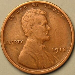 1918 P - Lincoln Wheat Penny - G/VG