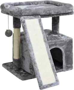 Small Cat Tree for Indoor Cats，Cat Tower with Cat Scratching Post and Board，Cat