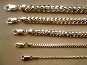 .925 STERLING SILVER SOLID MIAMI CUBAN LINK CHAINS MEN'S/WOMEN'S 2-8MM 20