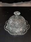 New ListingAntique Crystal American Brilliant Cut Covered Butter Dish Domed Under Plate