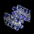 Oval Tanzanite Aquamarine Gemstone 925 Sterling Silver Jewelry Ring Size 8.5