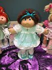 rare brown hair blue eye fuzzy jesmar cabbage patch blue country dress & sandals