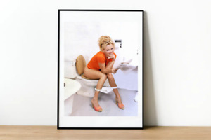 Jenny McCarthy Wahlberg on Toilet Poster Print-Funny Bathroom Art-751