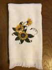 Embroidered Fingertip Towel w/ Sunflower Design on 100% Cotton Velour Terry