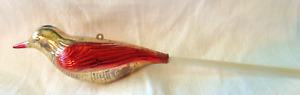 Vintage  MOLDED PLASTIC BIRD ORNAMENT  with SPUN TAIL