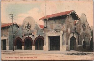 New Listing1907 SAN BERNARDINO, Calif. HAND-COLORED Postcard SALT LAKE DEPOT Train Station