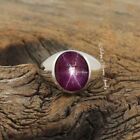 Natural Ruby Star Ring, 925 Sterling Silver, July Birthstone Ring Men's Ring