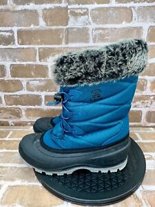 KAMIK Momentum 3 Teal Aqua Waterproof Winter Faux Fur Snow Boots Womens Size 8