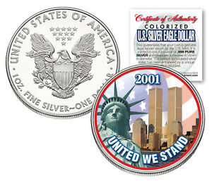 WORLD TRADE CENTER 9/11 American Silver Eagle Dollar 1 OZ Color Coin Design