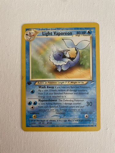 Light Vaporeon Pokémon TCG Neo Destiny 52/105 1st EDITION HP Condition