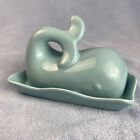 Aqua Blue WHALE Shaped BUTTER DISH with Lid