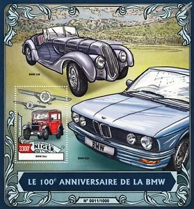 100th Anniversary of BMW DIXI / 328 / E28 Car Aircraft Stamp Sheet (2016 Niger)