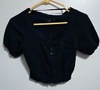 Mossimo Cropped Cardigan, Short Sleeves, Button Down, Black, XS