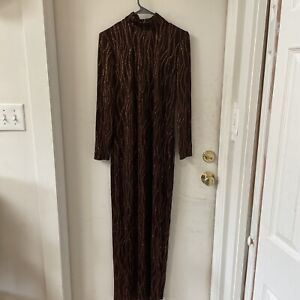 EN FRANCAIS BY HUEY WALTZER Long sleeve high Mock GOWN Maxi Evening Dress size 4